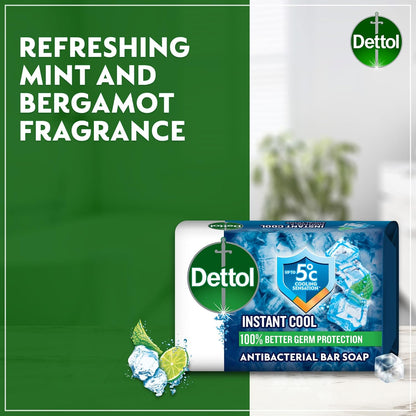 Dettol Cool Bathing Soap, Menthol & Eucalyptus Scent, 120g x 4