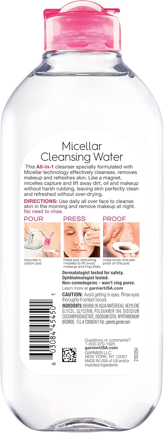 Garnier SkinActive Micellar Cleansing Water, For All Skin Types, 400ml Pack of 3