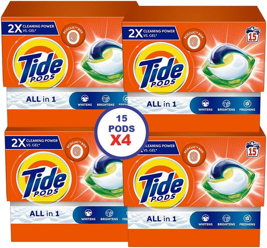 Tide Original All-in-1 Pods, 15 Count Laundry Detergent Pods (Pack of 4), 60 pods