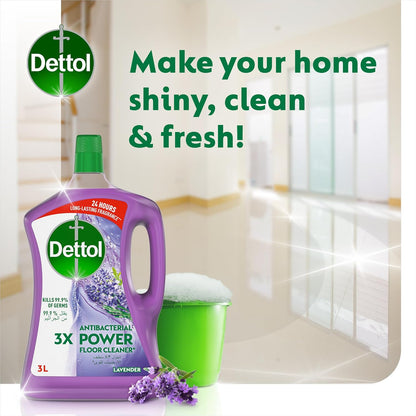 Dettol Antibacterial Power Floor Cleaner, Lavender Scent, 3L