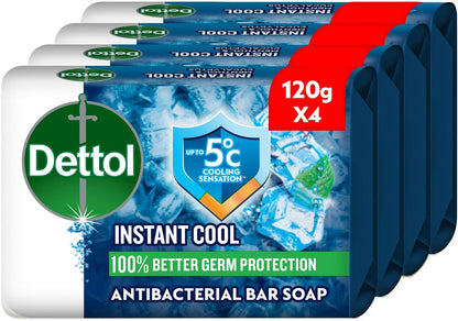 Dettol Cool Bathing Soap, Menthol & Eucalyptus Scent, 120g x 4