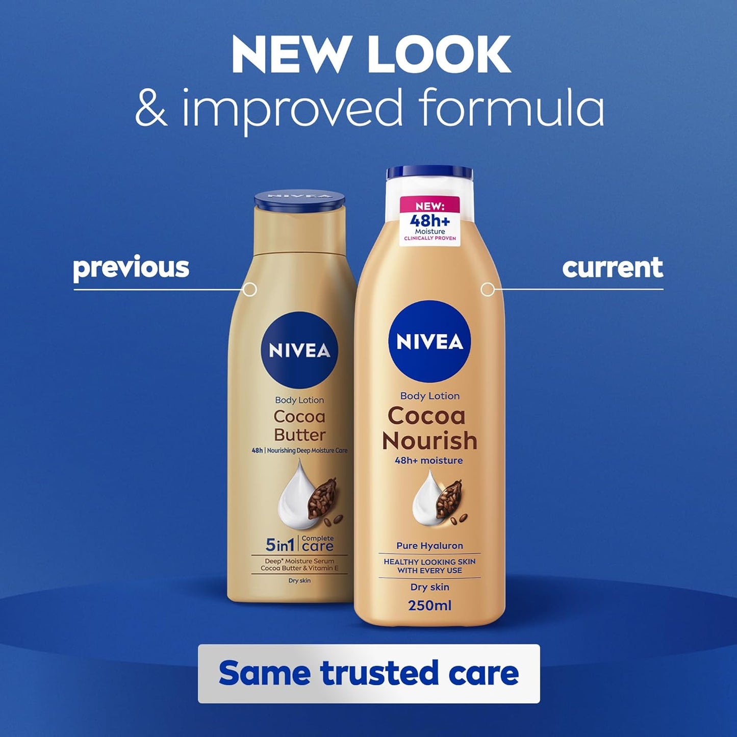 NIVEA Body Lotion for Dry Skin, Cocoa Butter, 5in1 Complete Care, 48H Deep Moisture, 2x400ml, Pack of 2