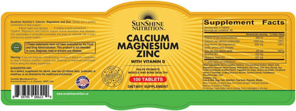 Sunshine Nutrition Calcium Magnesium Zinc With Vitamin D, 100 Tablets