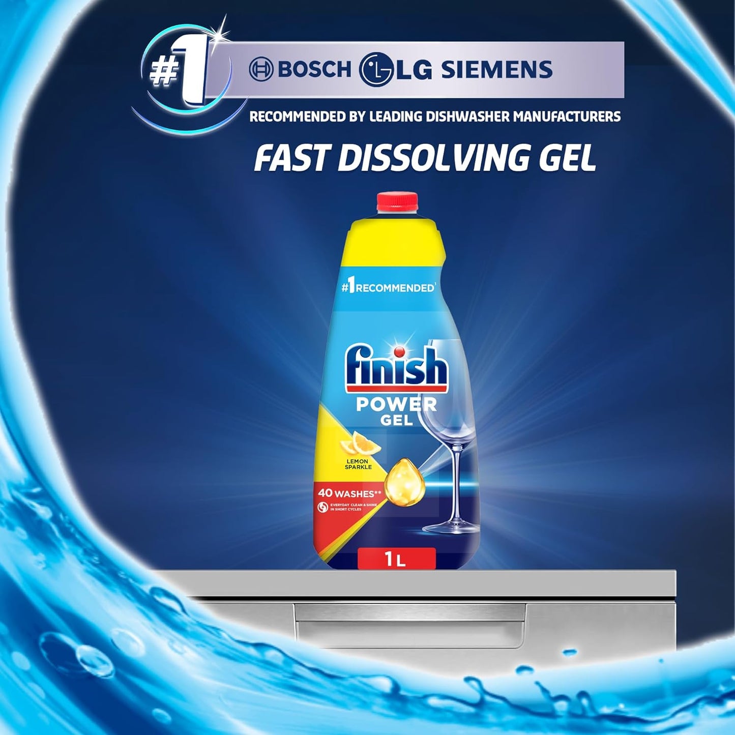Finish All in One Max Dishwasher Gel, Lemon Sparkle, 1L