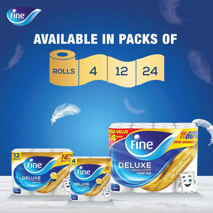 Fine Deluxe Toilet Paper 3 Ply, 24 Rolls