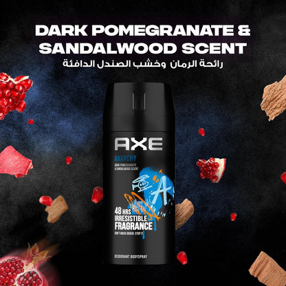Axe Mini Men Deodorant Body Spray, Anarchy, 48 hours of irresistible fragrance, 120ml x 3
