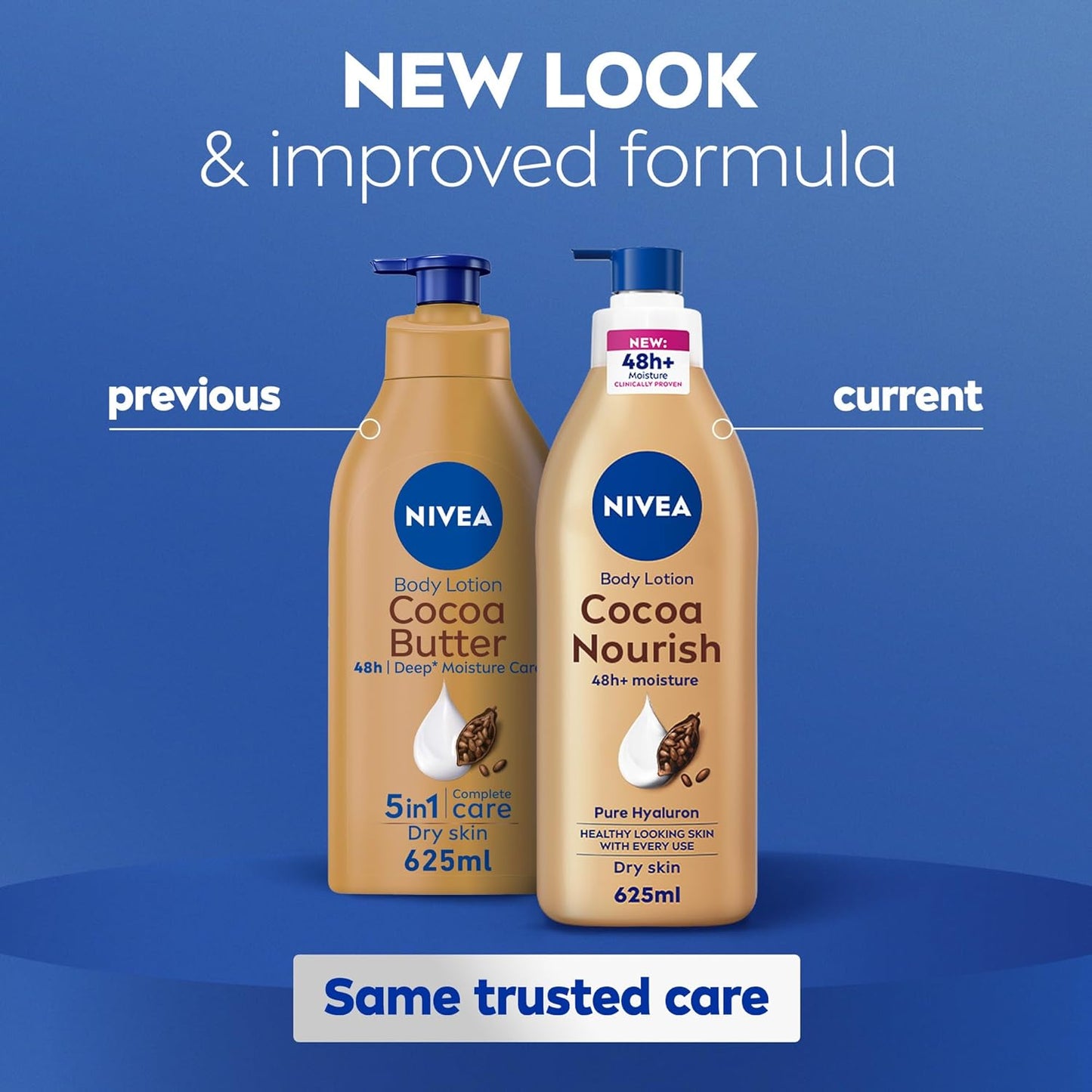 NIVEA Body Lotion for Dry Skin, Cocoa Butter, 5in1 Complete Care, 48H Deep Moisture, 2x400ml, Pack of 2