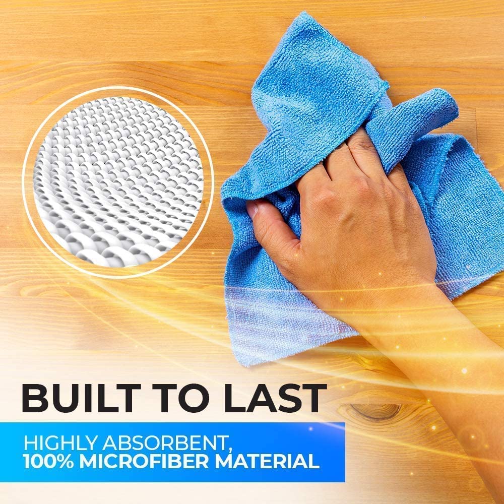Coralblue Coralblue-Car Towel, Microfiber Cleaning Cloth, Pack of 3 with Washing Sponge- Multipurpose Car Towels or Microfiber Car Drying Towel for Washing, Drying, Dusting and Cleaning (40 x 40 cm)