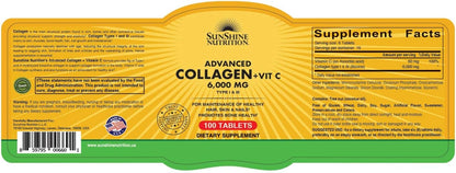 Sunshine Nutrition Advanced Collagen + Vitamin C 100 Tablets