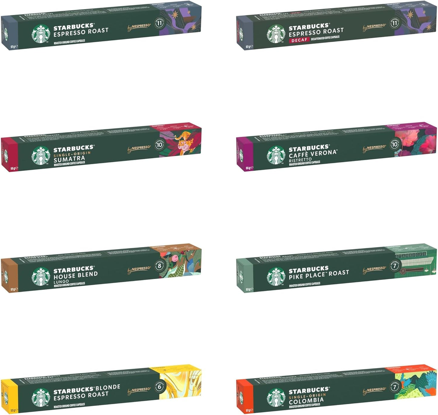 Starbucks Variety Pack 8 Flavour by Nespresso Coffee Pods (Pack of 8, Total 80 Capsules)