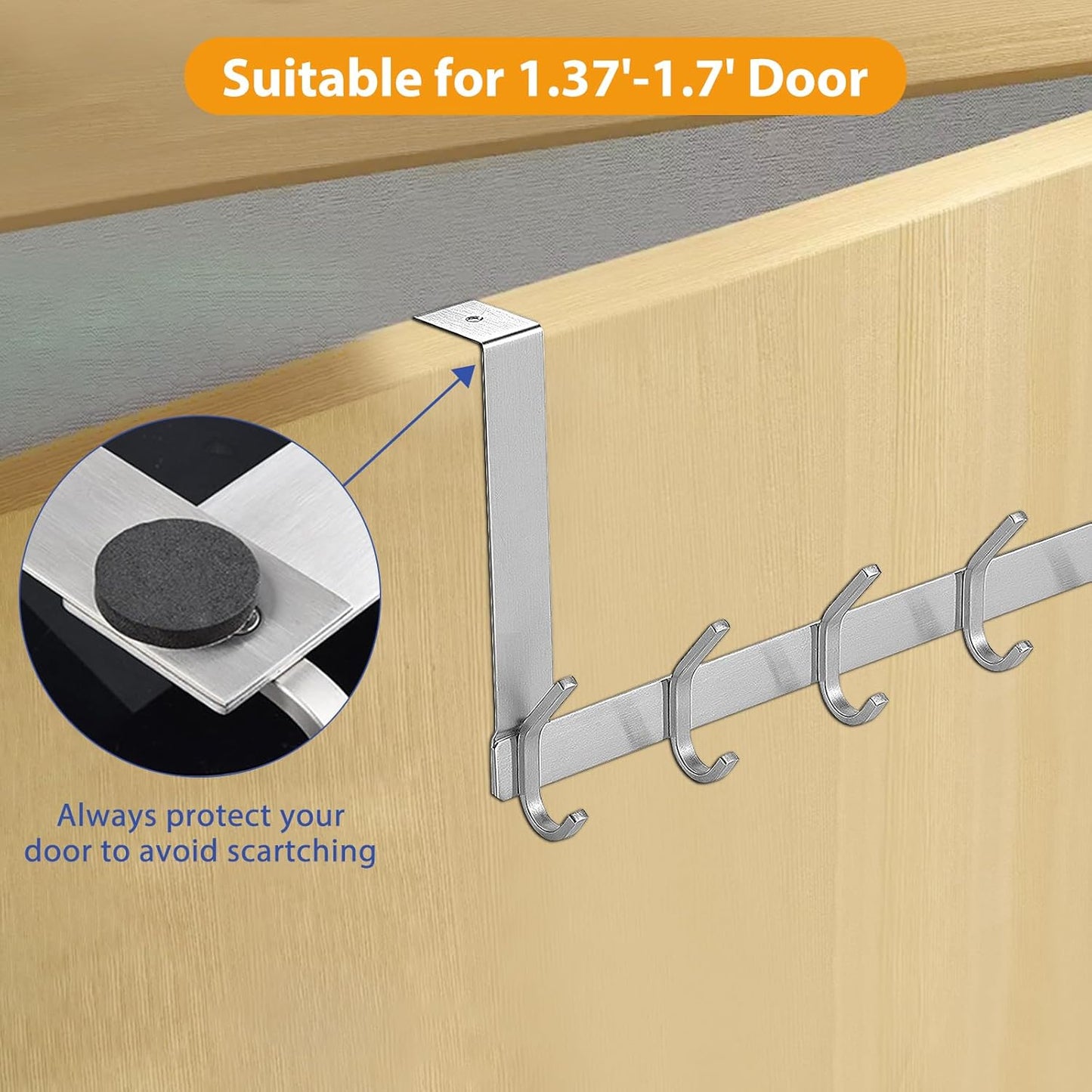 Stainless Steel Heavy Duty Over Door Hanger Holder