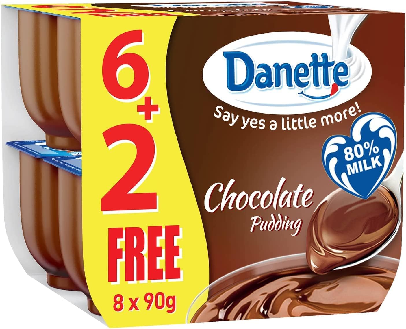 Danette Chocolate Cream Flavoured Dessert 90 g, 8-Pack