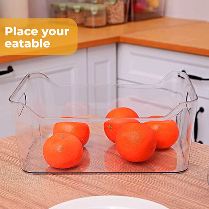 Genr 4pcs Refrigerator Organizer Bins (Large) - Food Storage Clear Bins With Handles - Clear Fridge Storage Bins For Fruit And Vegetable Storage, Freezer, Cabinet Kitchen Organizer تخزين منظم