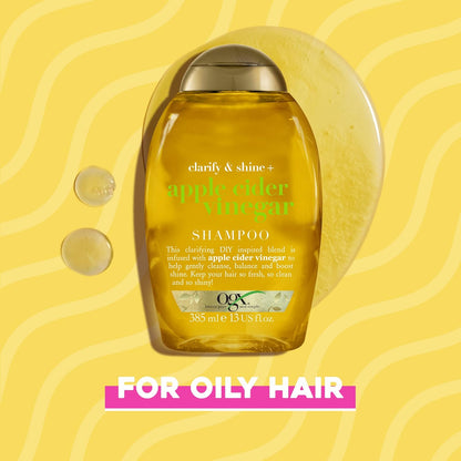 OGX Clarify & Shine+ Apple Cider Vinegar Shampoo with Anti-Dandruff Formula (1x 385ml),