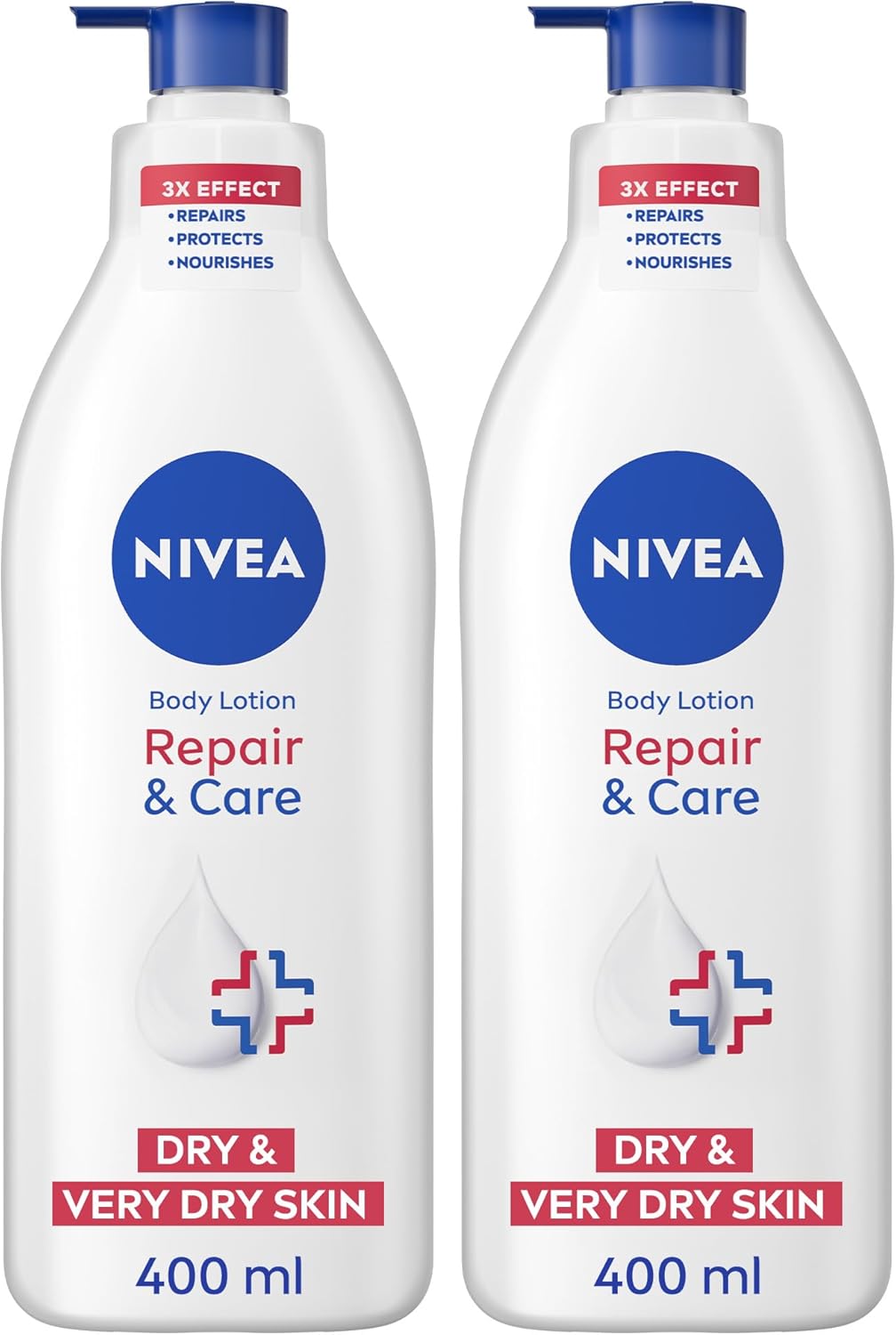 NIVEA Body Lotion for Very Dry Skin, Repair & Care, with Deep Moisture Serum and Dexpanthenol, 72H Relief from Dry & Tight Skin, 400ml (Packaging May Vary)