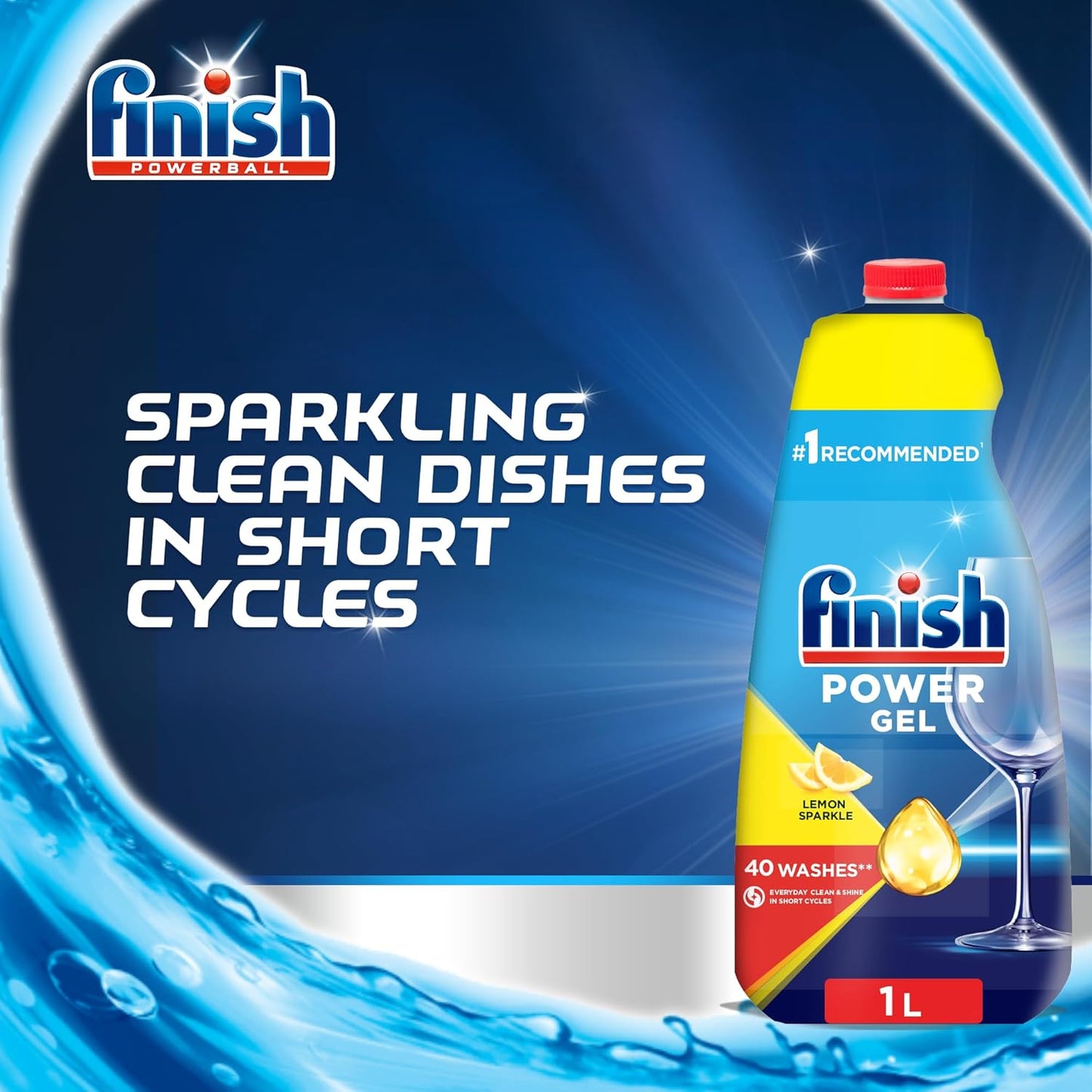 Finish All in One Max Dishwasher Gel, Lemon Sparkle, 1L