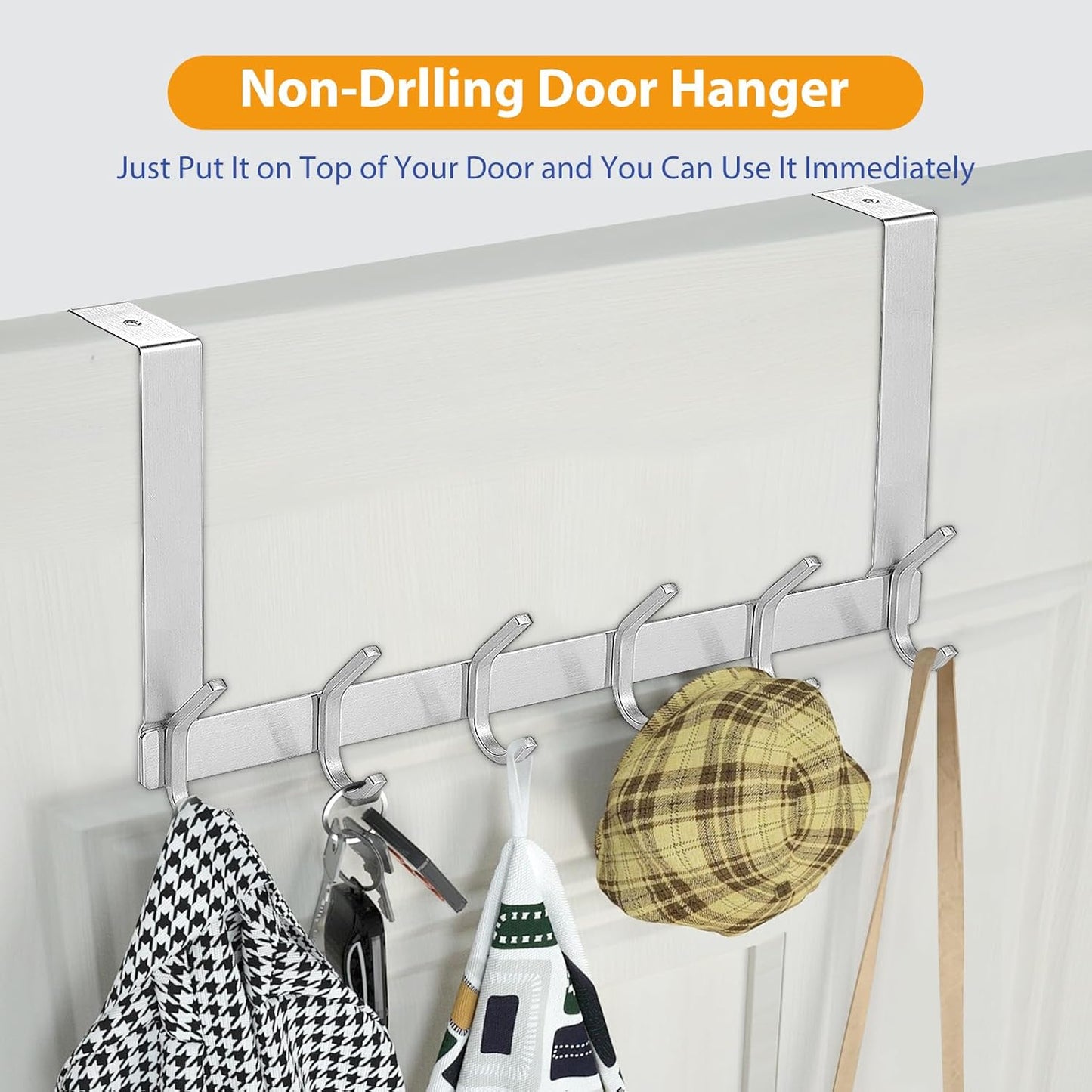 Stainless Steel Heavy Duty Over Door Hanger Holder