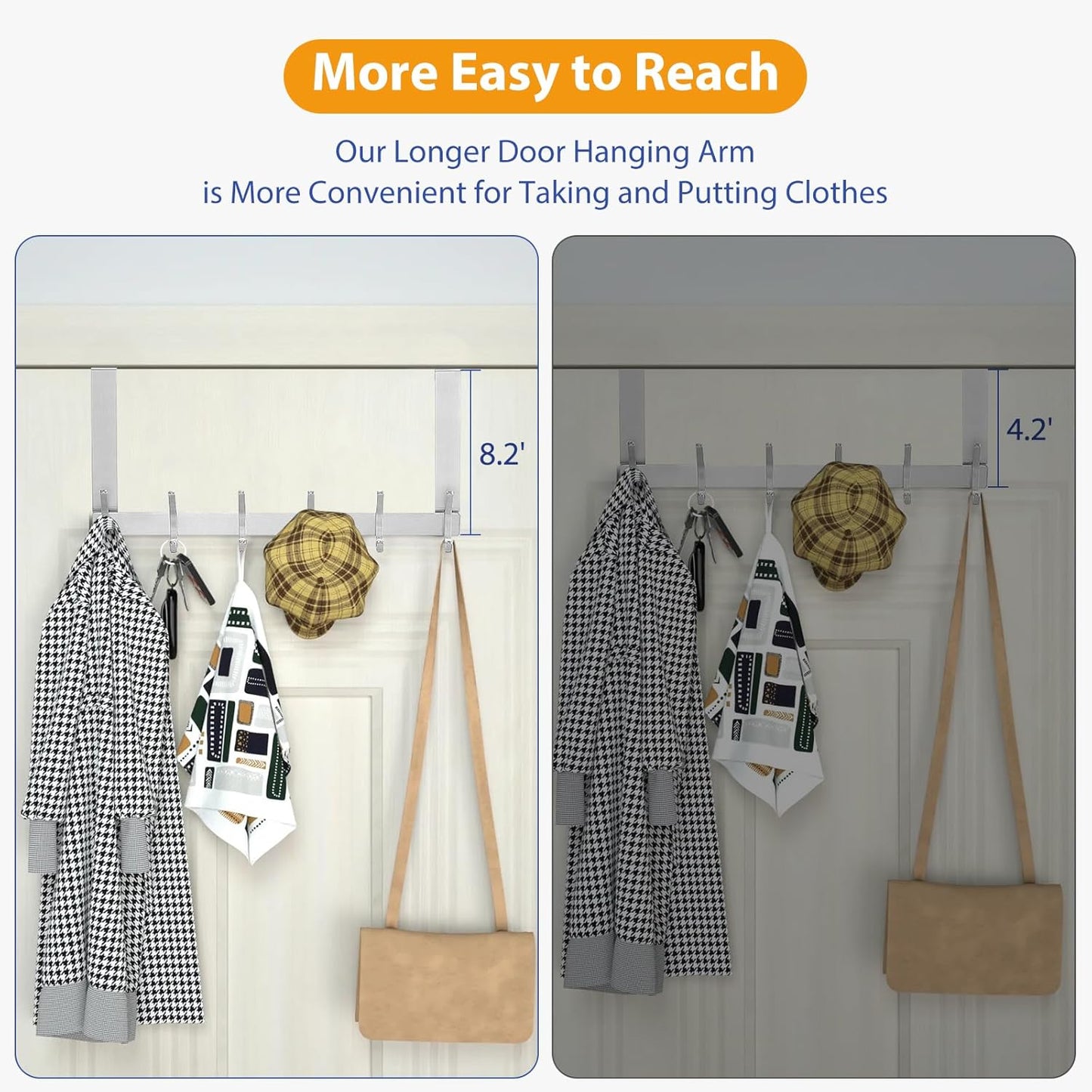 Stainless Steel Heavy Duty Over Door Hanger Holder