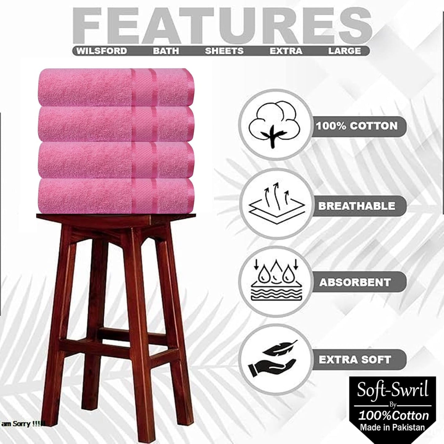 Soft-Swril Premium Sky-Blue Bath Towel 500 GSM 100% Cotton 27x54 Inches Pack of 1,Ultra Super Soft Quick Dry Highly Absorbent - Soft Hotel Quality for Bath and Spa