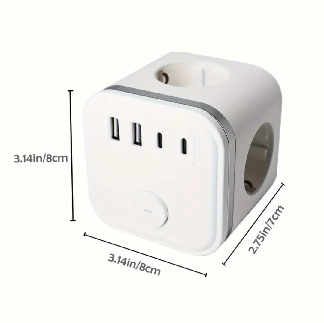 1pc European Standard 7-in-1 Cubic Multi-hole Socket