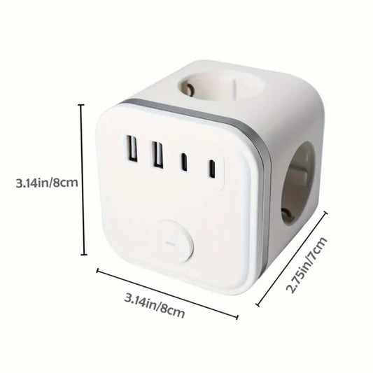 1pc European Standard 7-in-1 Cubic Multi-hole Socket