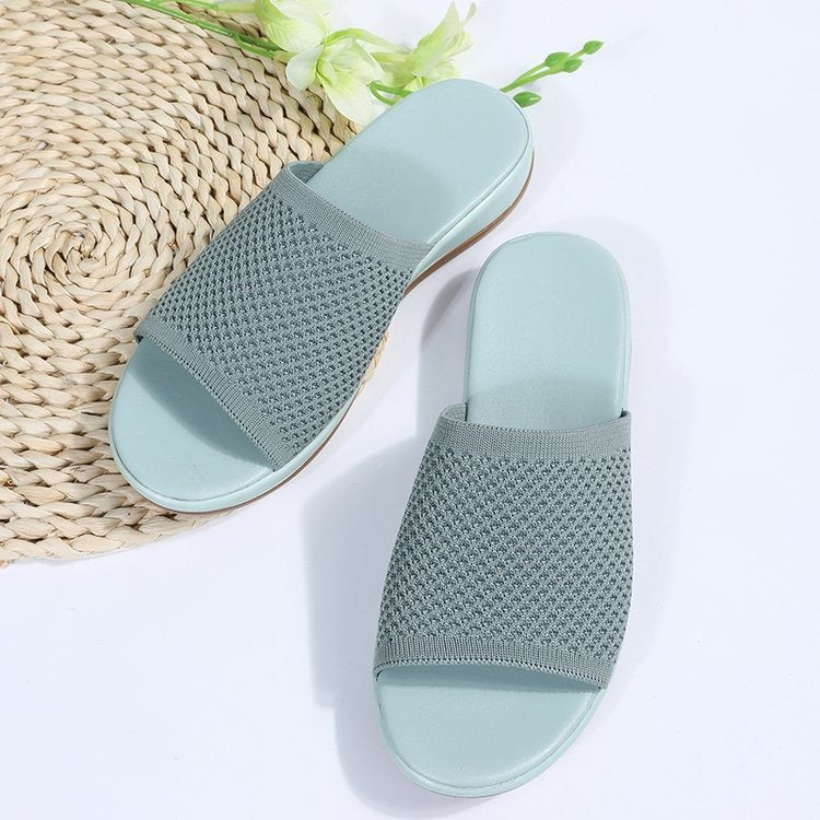 New Knitted Thick Sole 36-43 Large Flat Bottom Slippers for Women