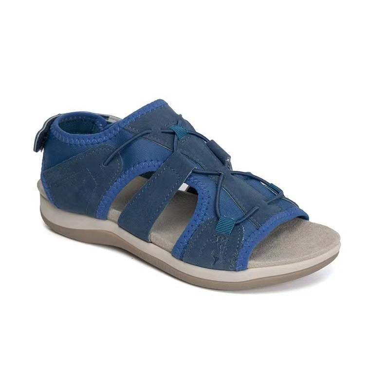 Women's sandals summer new round head breathable casual sandals large size flat beach sandals