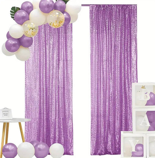 2pcs, 2ft X 8ft Lavender Sequin Backdrop Curtains