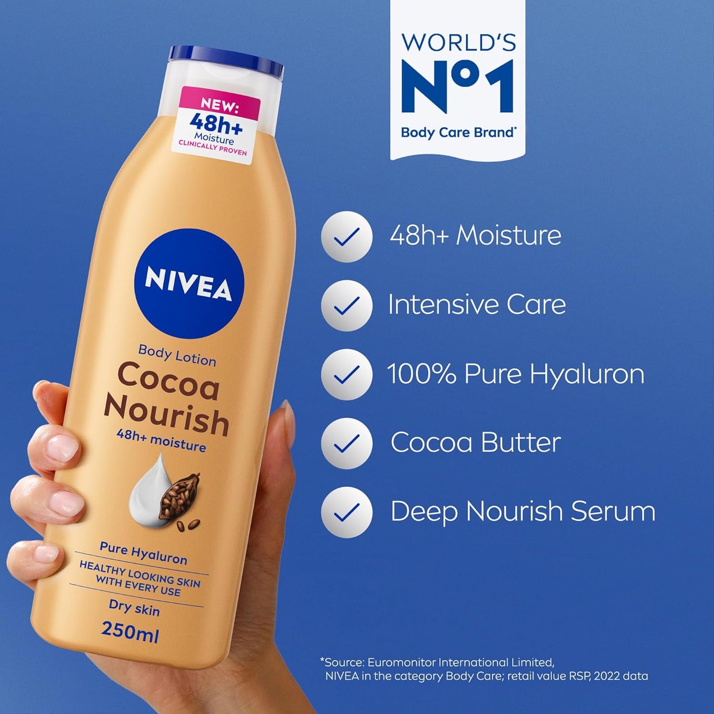 NIVEA Body Lotion for Dry Skin, Cocoa Butter, 5in1 Complete Care, 48H Deep Moisture, 2x400ml, Pack of 2