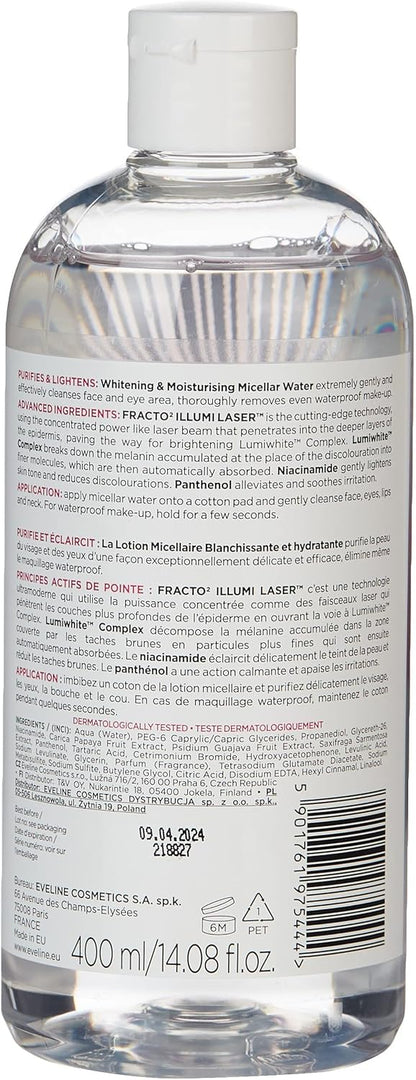 Evenline cosmetics white prestige 4d whitening and moisturising micellar water, 400 ml