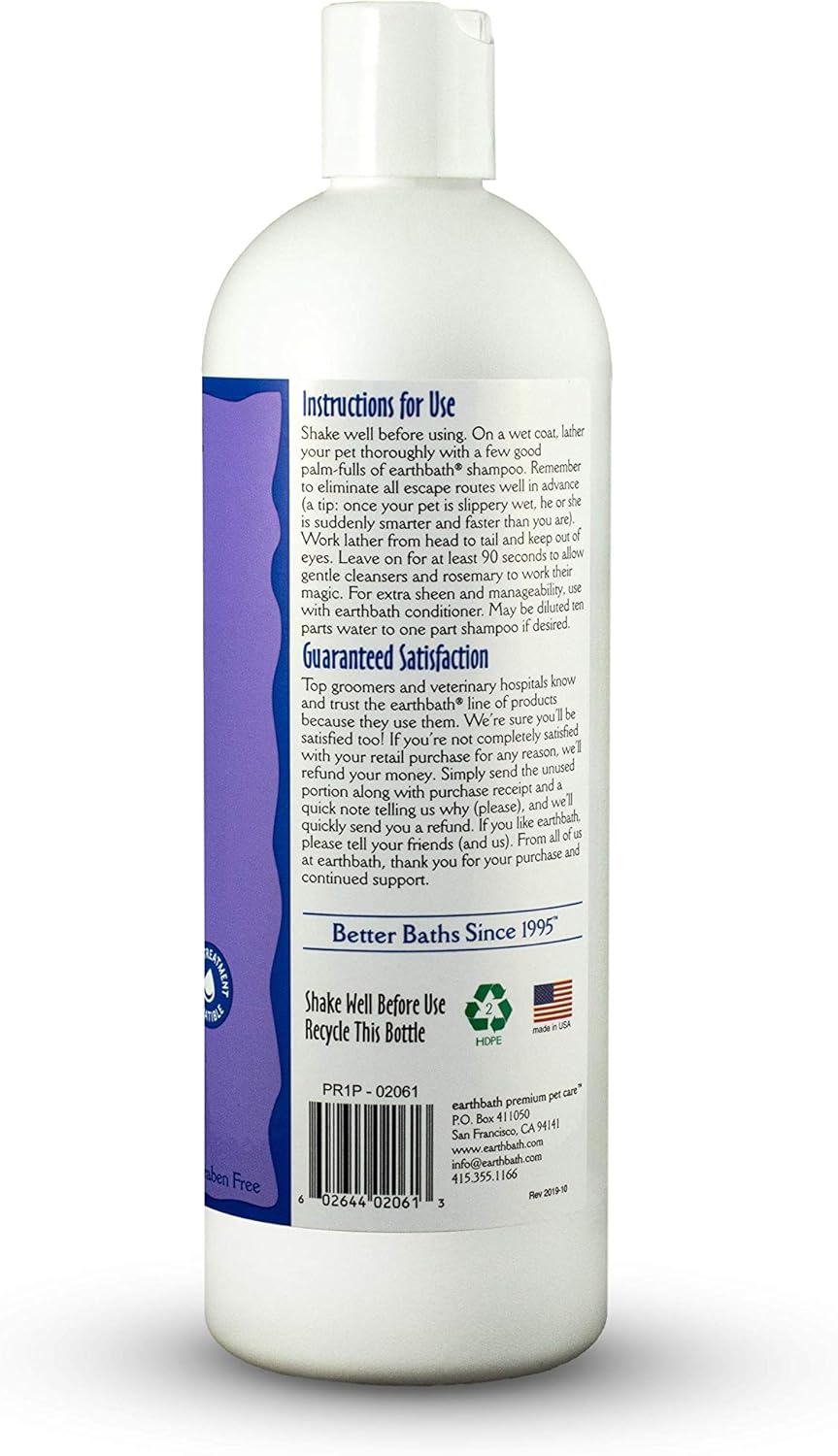 Earthbath Natural Mediterranean Magic Deodorising Shampoo With Rosemary Scent, 16Oz
