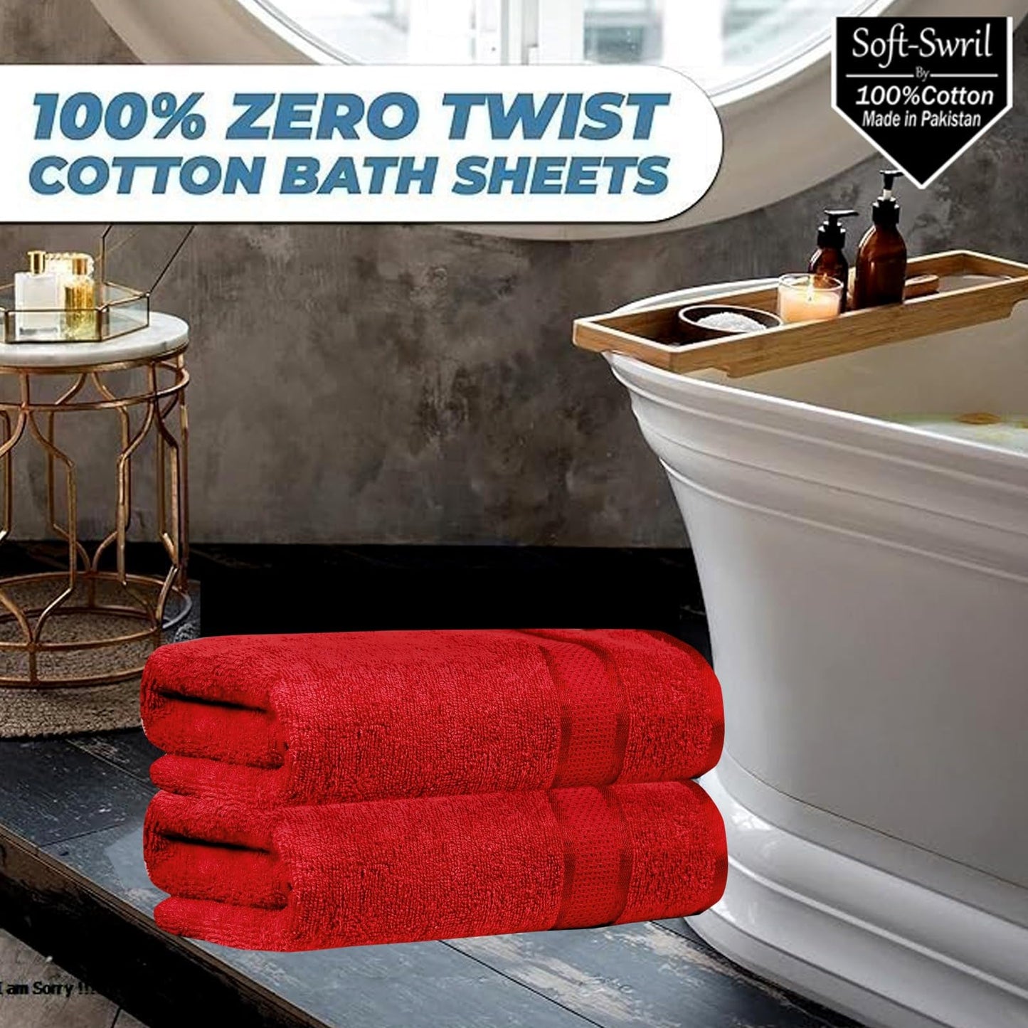 Soft-Swril Premium Sky-Blue Bath Towel 500 GSM 100% Cotton 27x54 Inches Pack of 1,Ultra Super Soft Quick Dry Highly Absorbent - Soft Hotel Quality for Bath and Spa