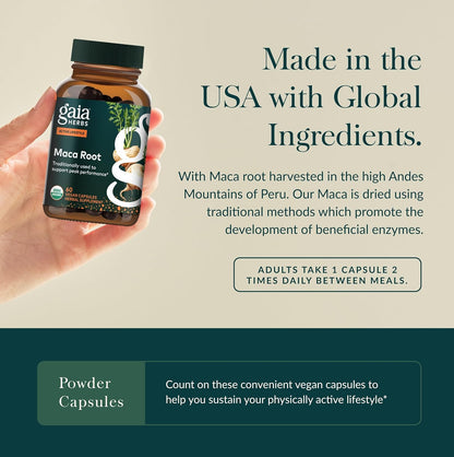 Gaia Herbs Maca Root - Caffeine-Free Natural Energy Supplement 60