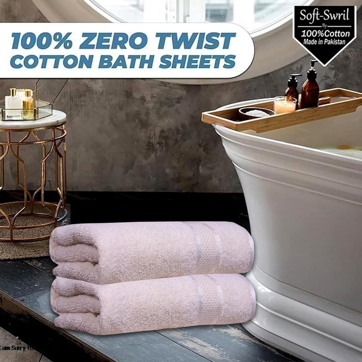 Soft-Swril Premium Sky-Blue Bath Towel 500 GSM 100% Cotton 27x54 Inches Pack of 1,Ultra Super Soft Quick Dry Highly Absorbent - Soft Hotel Quality for Bath and Spa