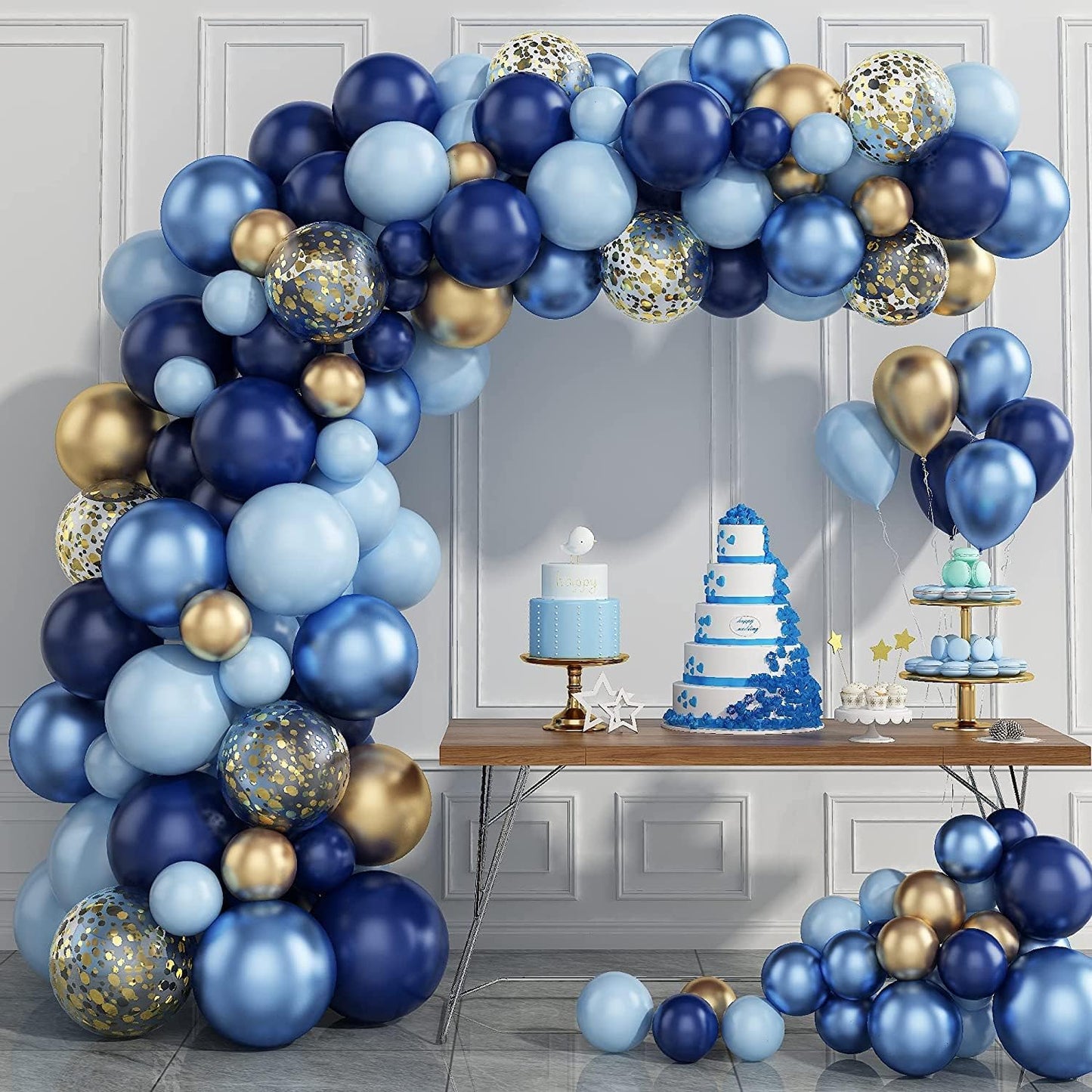 Black,Gold Balloons and Paper Pom Poms Party Supplies for Birthday Decoration With Pale Champagne Metallic Foil Fringe Tinsel Curtain Happy Birthday Party Decoration Backdrop,Black Decoration Kit
