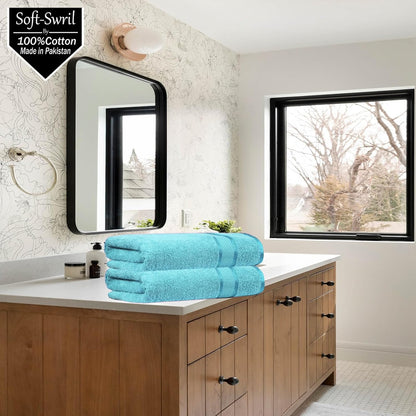 Soft-Swril Premium Sky-Blue Bath Towel 500 GSM 100% Cotton 27x54 Inches Pack of 1,Ultra Super Soft Quick Dry Highly Absorbent - Soft Hotel Quality for Bath and Spa
