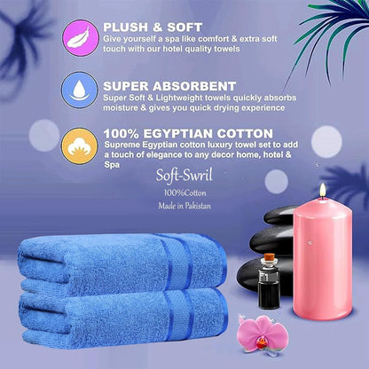Soft-Swril Premium Sky-Blue Bath Towel 500 GSM 100% Cotton 27x54 Inches Pack of 1,Ultra Super Soft Quick Dry Highly Absorbent - Soft Hotel Quality for Bath and Spa