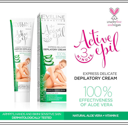 Eveline Hair Removal Active Epil Depilatory Cream Aloe Vera Sensitive Skin 125ml