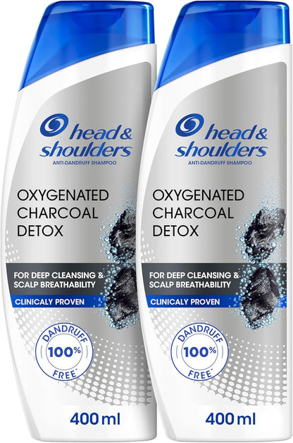 Head & Shoulders Charcoal Detox Anti-Dandruff Shampoo, Clinically Proven Formula with Active Ingredient Piroctone Olamine, 350ml+350ml