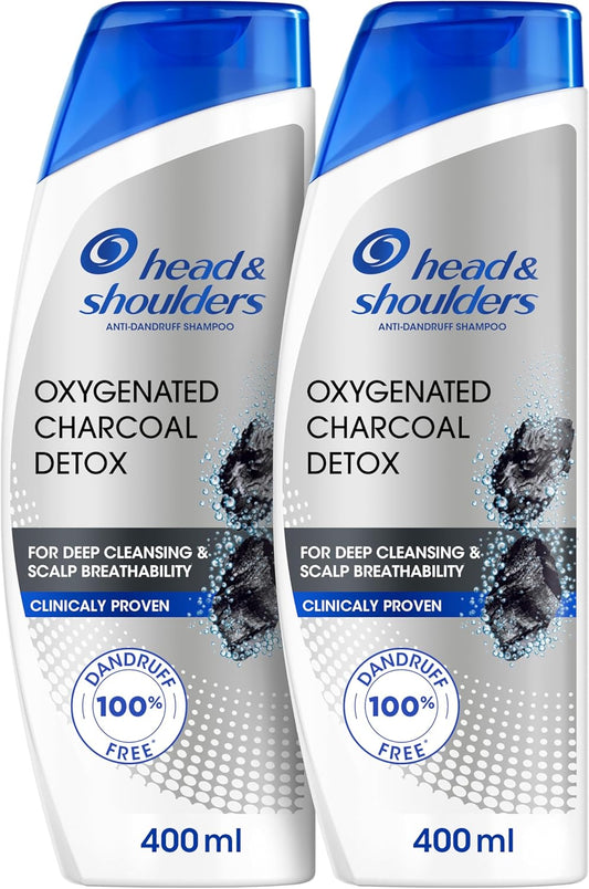Head & Shoulders Charcoal Detox Anti-Dandruff Shampoo, Clinically Proven Formula with Active Ingredient Piroctone Olamine, 350ml+350ml