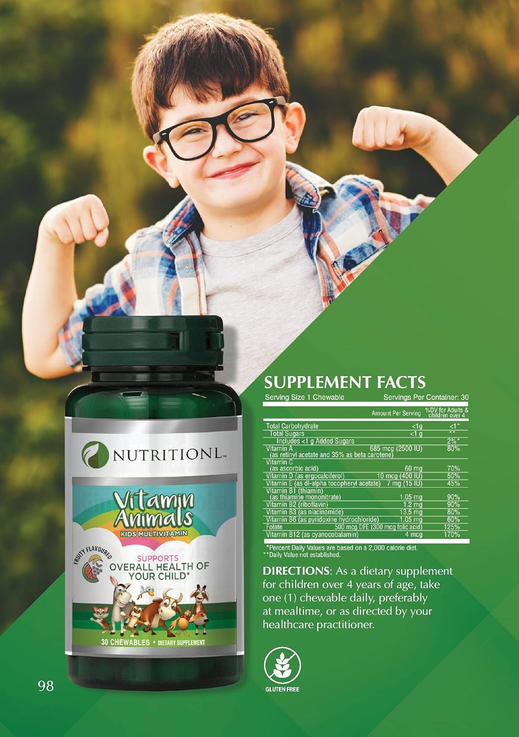 Nutritionl Kids' Chewable Animal Multivitamins 30 Tablets