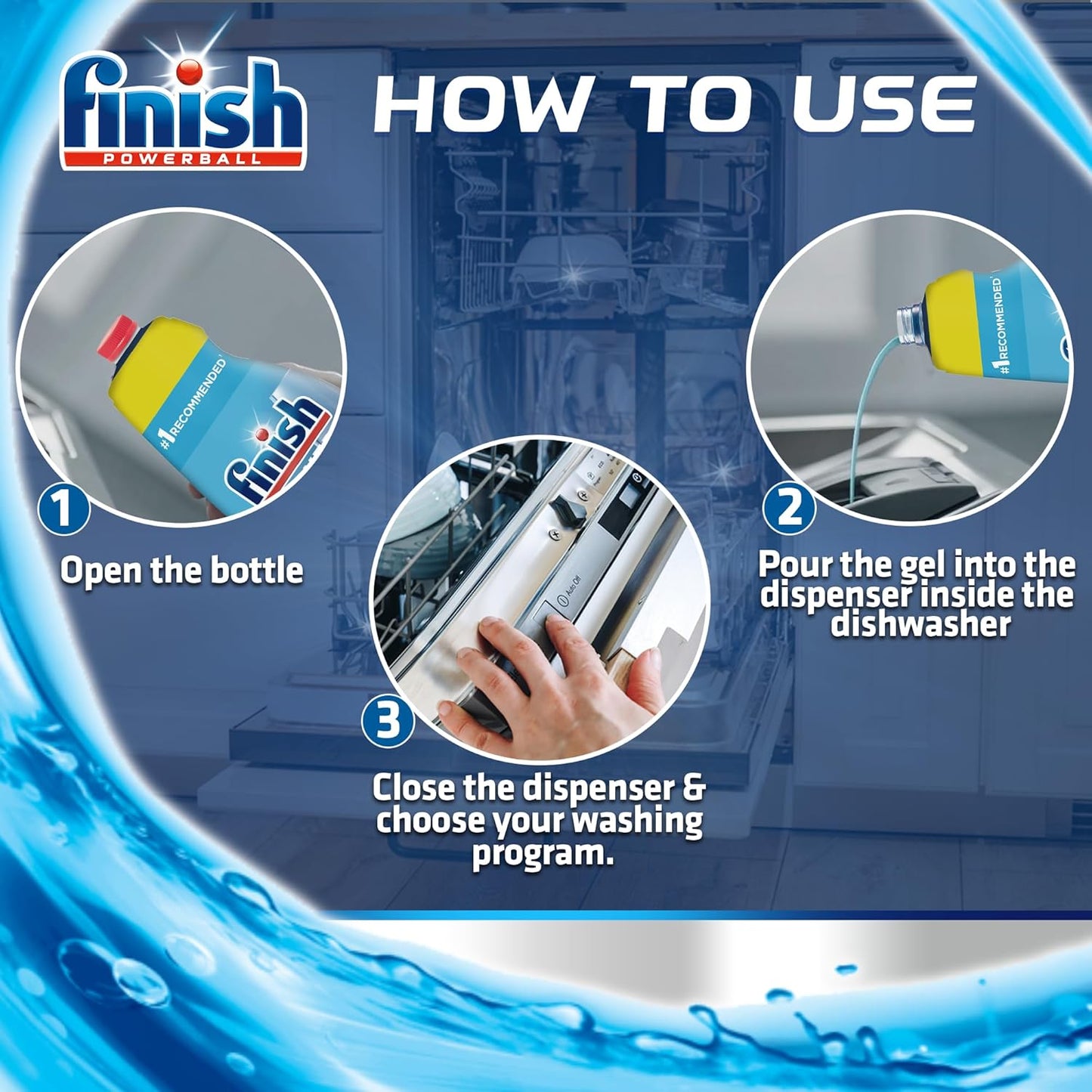Finish All in One Max Dishwasher Gel, Lemon Sparkle, 1L