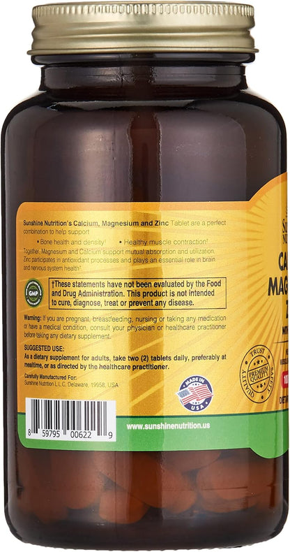 Sunshine Nutrition Calcium Magnesium Zinc With Vitamin D, 100 Tablets