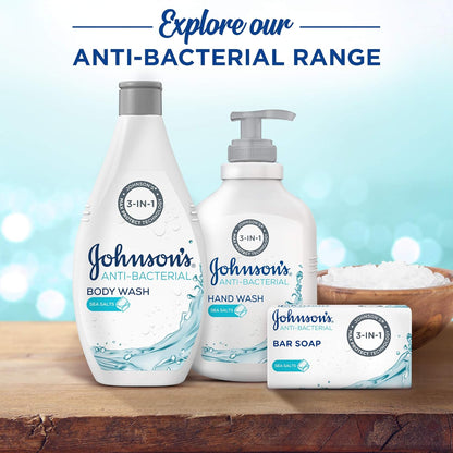 Johnson’S Bar Soap, Anti-Bacterial, Sea Salts, 125G, Pack Of 4