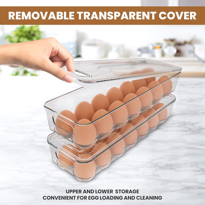 Utopia Home Egg Container For Refrigerator - 14 Egg Container With Lid & Handle, Egg Holder For Refrigerator, Egg Storage & Egg Tray (Pack of 1)