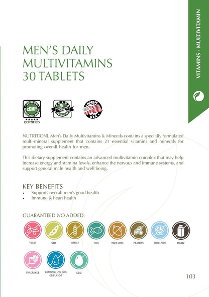 Nutritionl Men's Daily Multivitamin & Mineral 30 Tablets