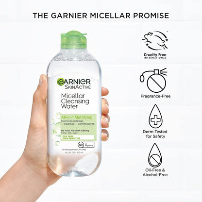 Garnier SkinActive Micellar Cleansing Water, For All Skin Types, 400ml Pack of 3