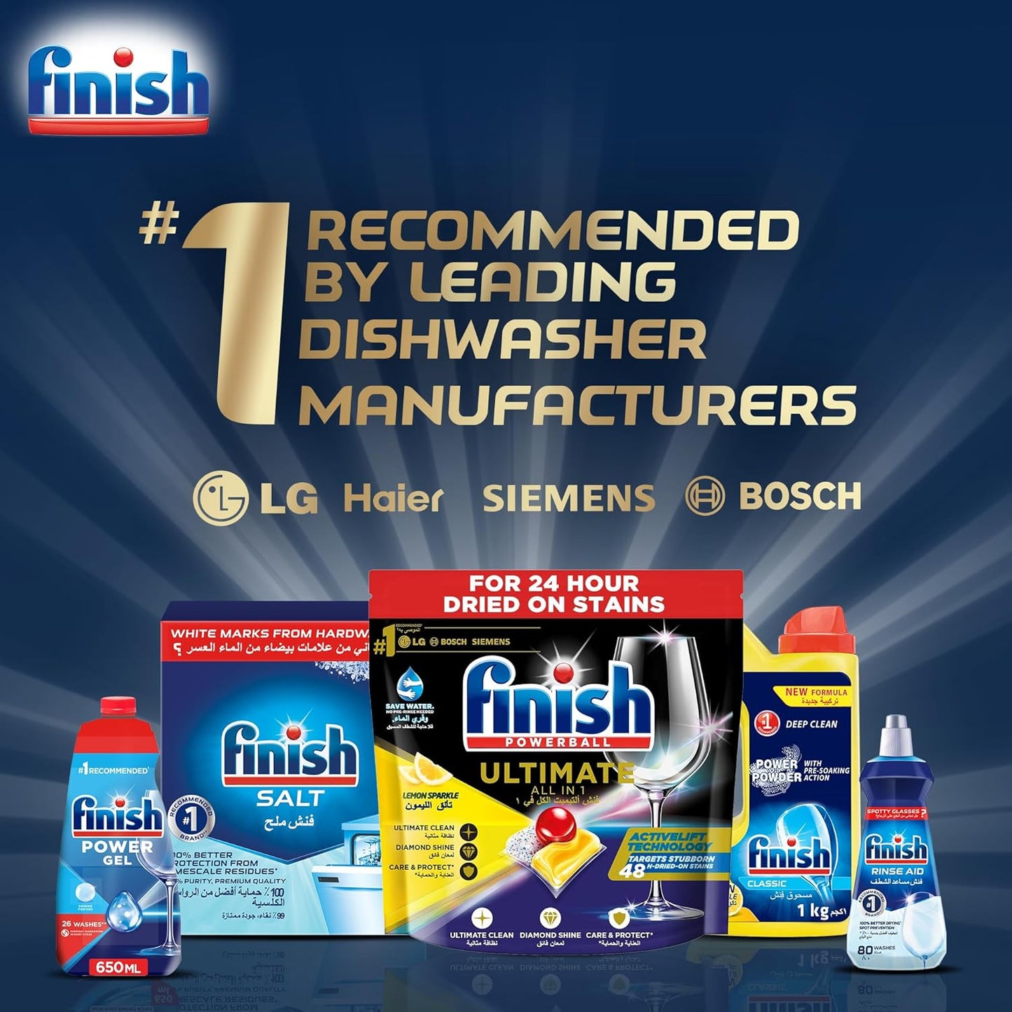 Finish All in One Max Dishwasher Gel, Lemon Sparkle, 1L