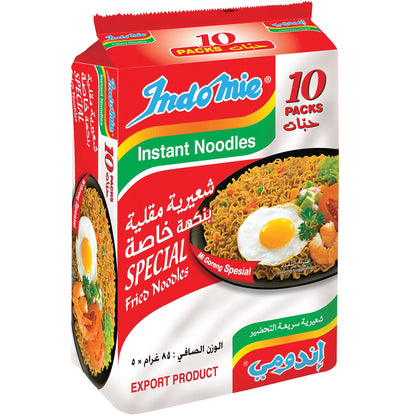 Indomie Special Instant Fried Noodles with Seasoning Powder and Sauce (Pack of 10 - 85 g Each)