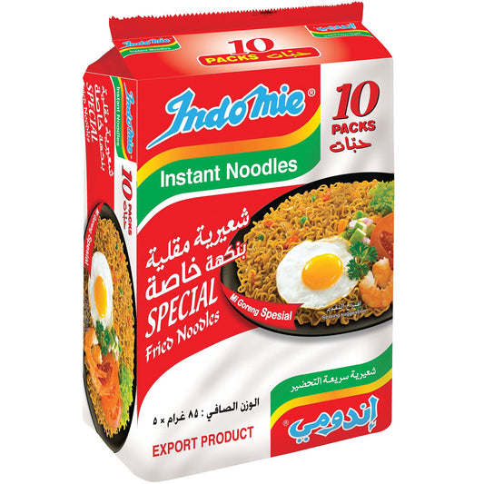 Indomie Special Instant Fried Noodles with Seasoning Powder and Sauce (Pack of 10 - 85 g Each)
